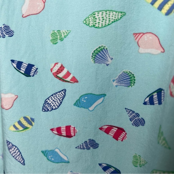 Talbots Sleeveless Popover Top Seashells Blue Colorful Sz Large Pleated Coastal - Picture 10 of 10